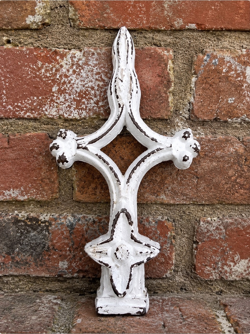 Vintage Cast Iron Fence Finial Gothic Cross Architectural Salvage Garden Decor